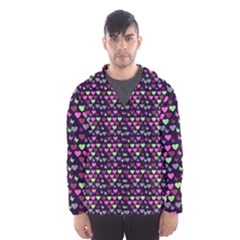 Hearts Butterflies Blue Pink Hooded Windbreaker (men) by snowwhitegirl