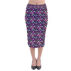 Hearts Butterflies Blue Pink Velvet Midi Pencil Skirt by snowwhitegirl