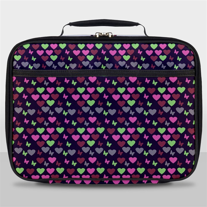 Hearts Butterflies Blue Pink Full Print Lunch Bag