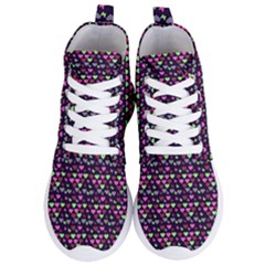 Hearts Butterflies Blue Pink Women s Lightweight High Top Sneakers by snowwhitegirl