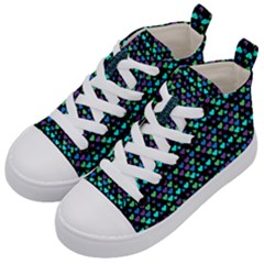 Hearts Butterflies Black Kid s Mid-top Canvas Sneakers by snowwhitegirl