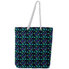 Hearts Butterflies Black Full Print Rope Handle Tote (large) by snowwhitegirl