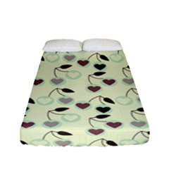 Heart Cherries Mint Fitted Sheet (full/ Double Size) by snowwhitegirl