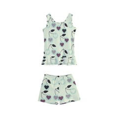 Heart Cherries Mint Kid s Boyleg Swimsuit