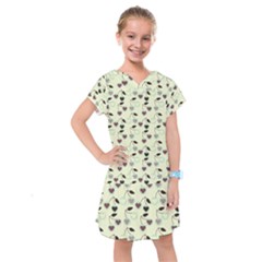 Heart Cherries Mint Kids  Drop Waist Dress by snowwhitegirl