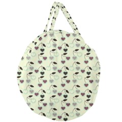 Heart Cherries Mint Giant Round Zipper Tote by snowwhitegirl