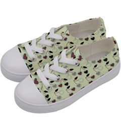 Heart Cherries Mint Kids  Low Top Canvas Sneakers by snowwhitegirl