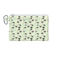 Heart Cherries Mint Canvas Cosmetic Bag (medium) by snowwhitegirl