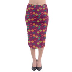 Heart Cherries Magenta Midi Pencil Skirt