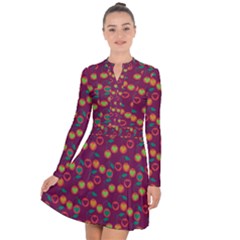 Heart Cherries Magenta Long Sleeve Panel Dress