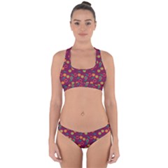 Heart Cherries Magenta Cross Back Hipster Bikini Set