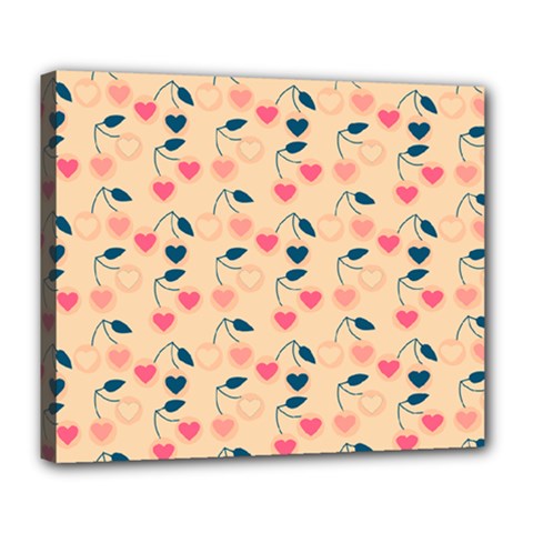 Heart Cherries Cream Deluxe Canvas 24  X 20   by snowwhitegirl