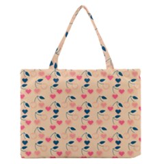 Heart Cherries Cream Zipper Medium Tote Bag by snowwhitegirl