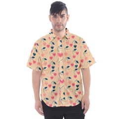 Heart Cherries Cream Men s Short Sleeve Shirt