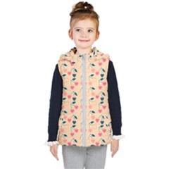 Heart Cherries Cream Kid s Hooded Puffer Vest by snowwhitegirl