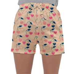 Heart Cherries Cream Sleepwear Shorts by snowwhitegirl