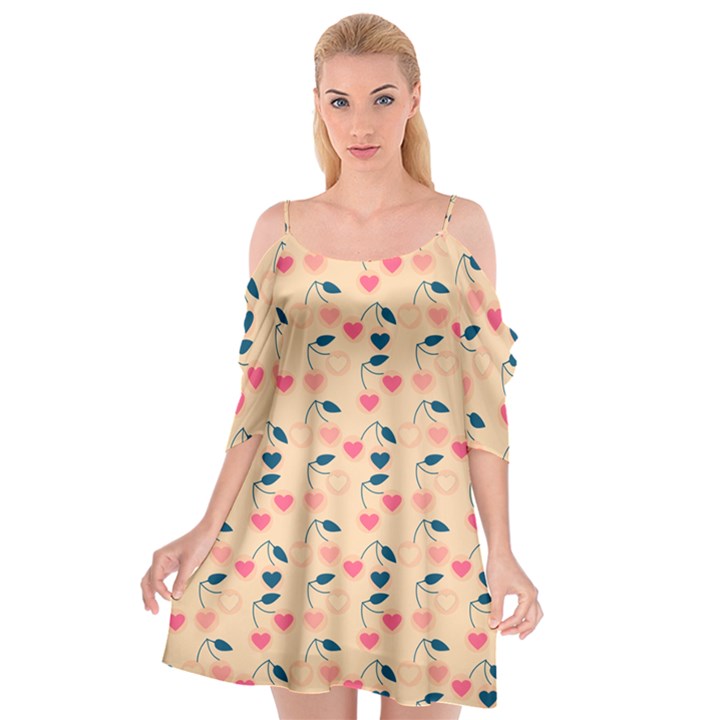 Heart Cherries Cream Cutout Spaghetti Strap Chiffon Dress