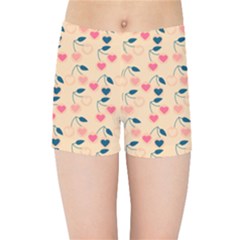 Heart Cherries Cream Kids Sports Shorts by snowwhitegirl