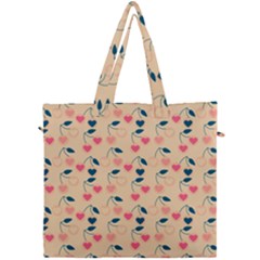 Heart Cherries Cream Canvas Travel Bag by snowwhitegirl