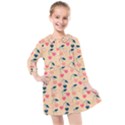 Heart Cherries Cream Kids  Quarter Sleeve Shirt Dress View1