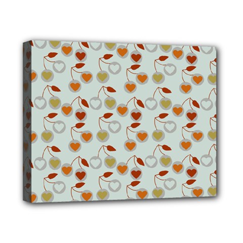 Heart Cherries Grey Canvas 10  X 8  by snowwhitegirl