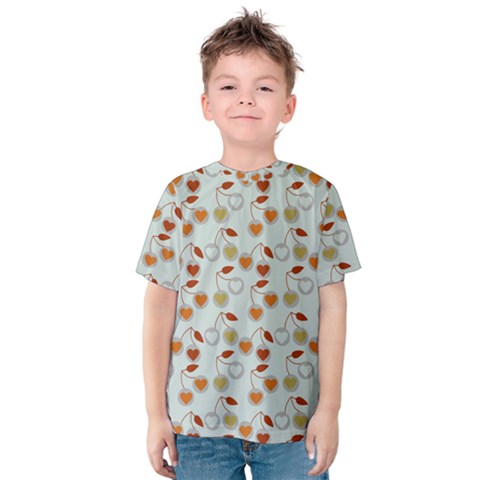 Heart Cherries Grey Kids  Cotton Tee by snowwhitegirl