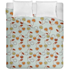 Heart Cherries Grey Duvet Cover Double Side (california King Size) by snowwhitegirl