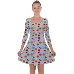 Heart Cherries Grey Quarter Sleeve Skater Dress by snowwhitegirl