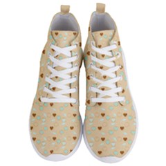 Beige Heart Cherries Men s Lightweight High Top Sneakers