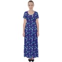 Heart Cherries Blue High Waist Short Sleeve Maxi Dress View1