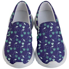 Heart Cherries Blue Kid s Lightweight Slip Ons by snowwhitegirl