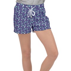 Heart Cherries Blue Women s Velour Lounge Shorts