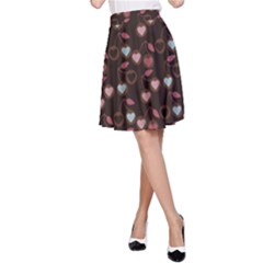 Heart Cherries Brown A-line Skirt by snowwhitegirl