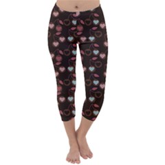 Heart Cherries Brown Capri Winter Leggings 