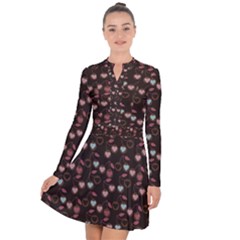 Heart Cherries Brown Long Sleeve Panel Dress