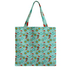 Light Teal Heart Cherries Zipper Grocery Tote Bag by snowwhitegirl