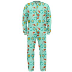 Light Teal Heart Cherries Onepiece Jumpsuit (men) 