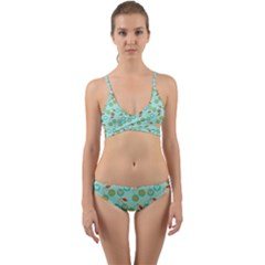 Light Teal Heart Cherries Wrap Around Bikini Set by snowwhitegirl