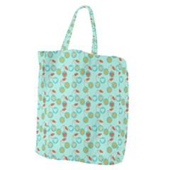 Light Teal Heart Cherries Giant Grocery Tote by snowwhitegirl