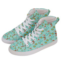 Light Teal Heart Cherries Men s Hi-top Skate Sneakers by snowwhitegirl