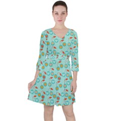 Light Teal Heart Cherries Ruffle Dress by snowwhitegirl