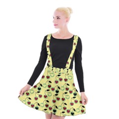 Yellow Heart Cherries Suspender Skater Skirt