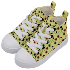 Yellow Heart Cherries Kid s Mid-top Canvas Sneakers