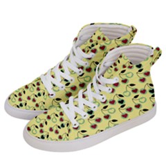 Yellow Heart Cherries Men s Hi-top Skate Sneakers by snowwhitegirl