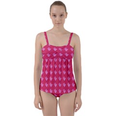 Punk Heart Pink Twist Front Tankini Set by snowwhitegirl