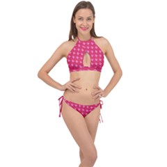 Punk Heart Pink Cross Front Halter Bikini Set