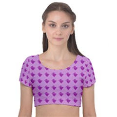 Punk Heart Violet Velvet Short Sleeve Crop Top 