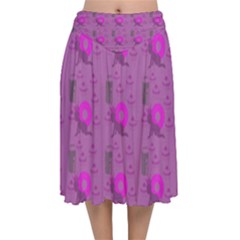 Punk Baby Violet Velvet Flared Midi Skirt by snowwhitegirl