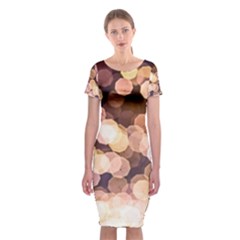 Warm Color Brown Light Pattern Classic Short Sleeve Midi Dress by FunnyCow