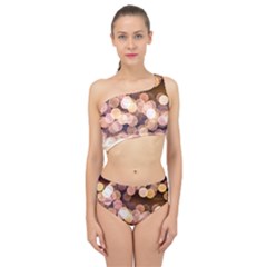 Warm Color Brown Light Pattern Spliced Up Two Piece Swimsuit